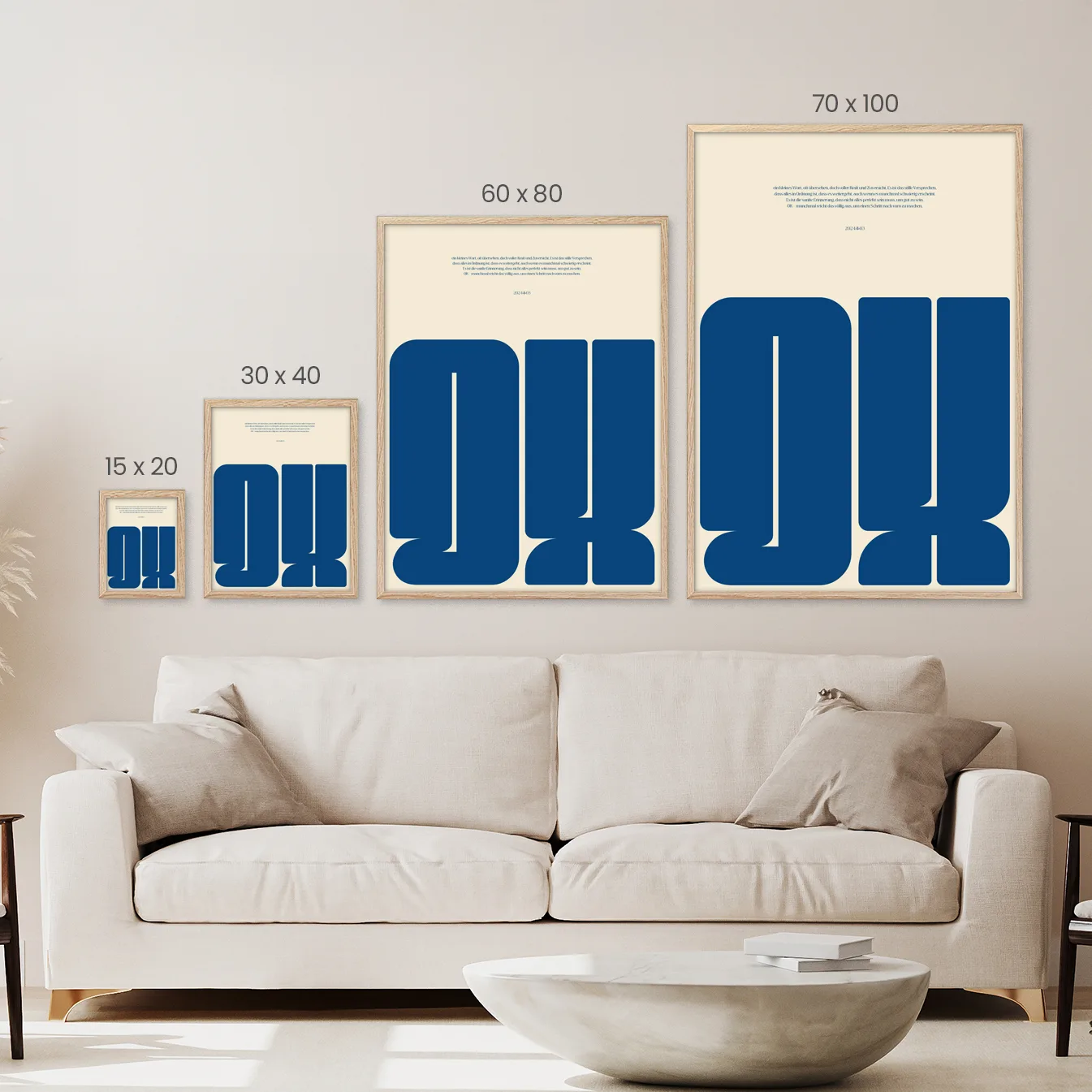 Variante_01 OK Poster | Minimalistische Wandkunst in Blau | Inspirierende Typografie | modernes Poster mit positiver Botschaft | Skandinavisches Design