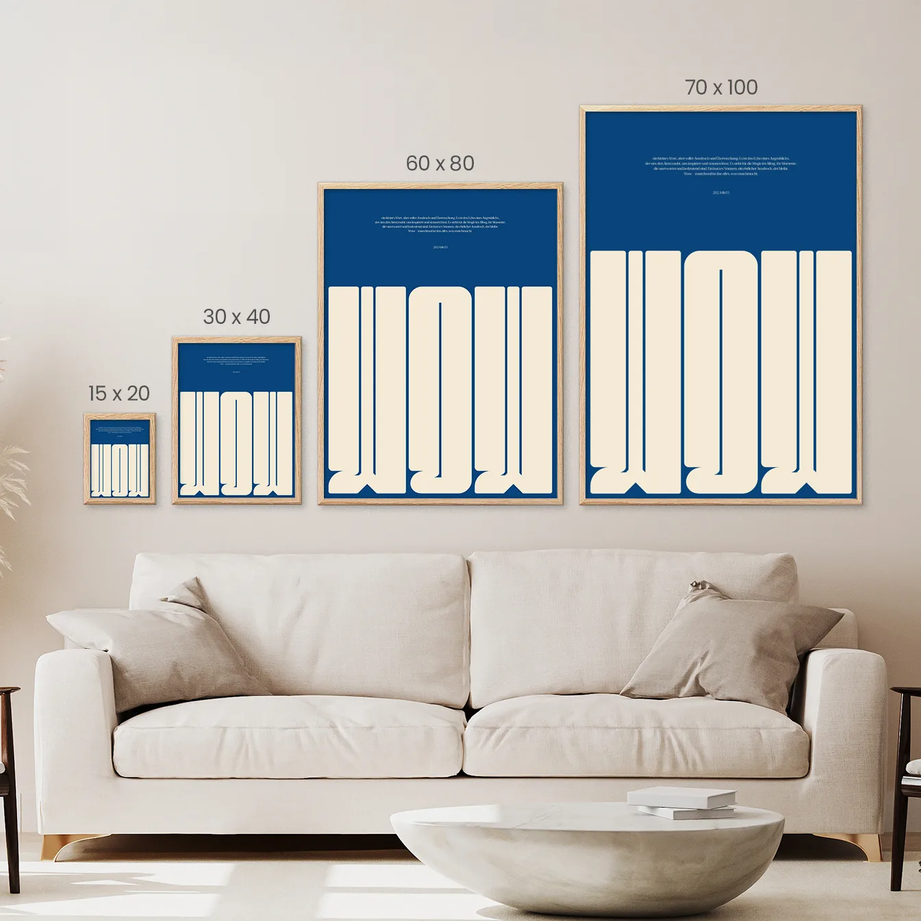 WOW Print | Mid Century Modern Typografie | Minimalistische Wandkunst in Blau | Inspirierendes Poster mit kraftvoller Botschaft