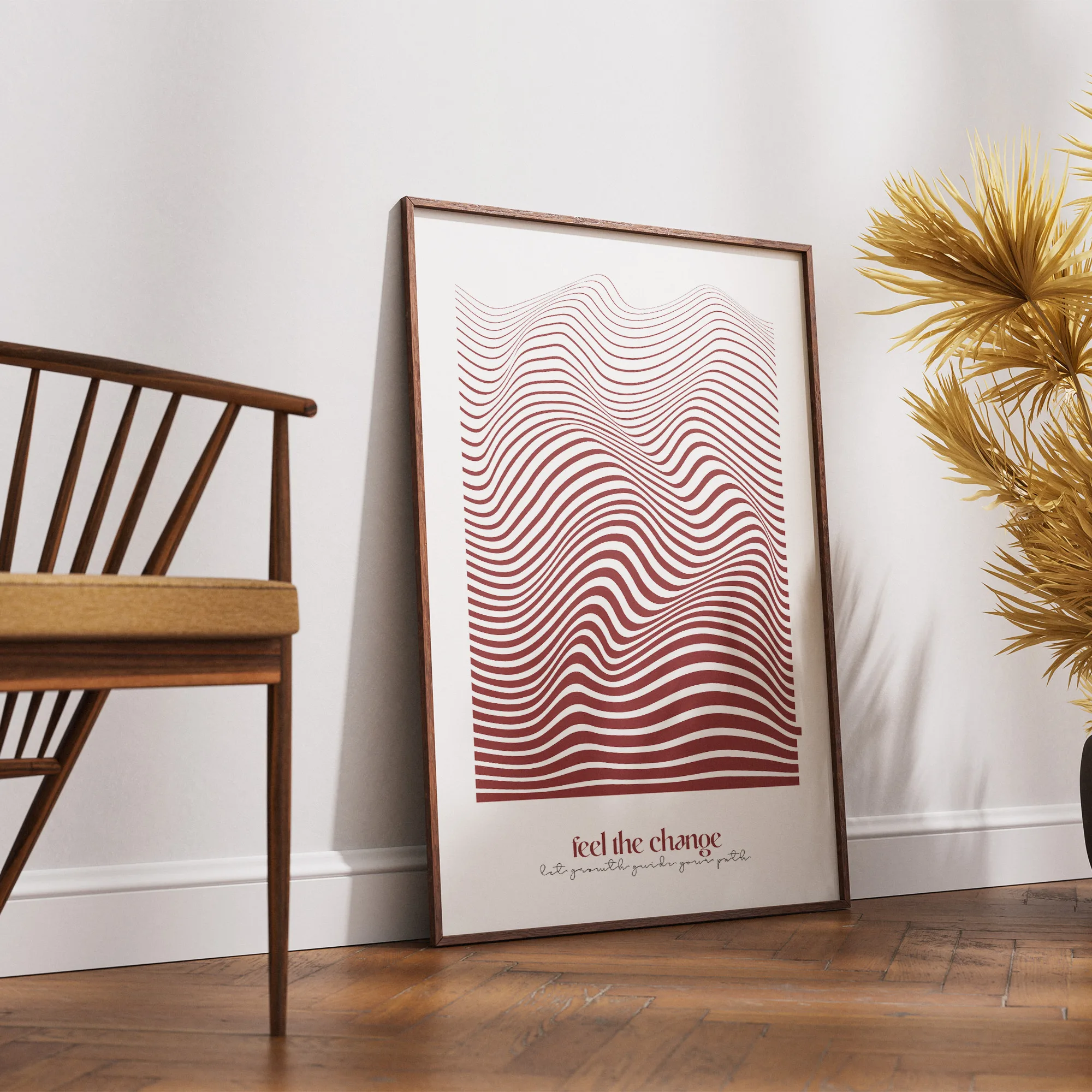 Feel the Change Print | Mid Century Modern Design | Minimalistische Wandkunst in Rot | Inspirierender Kunstdruck
