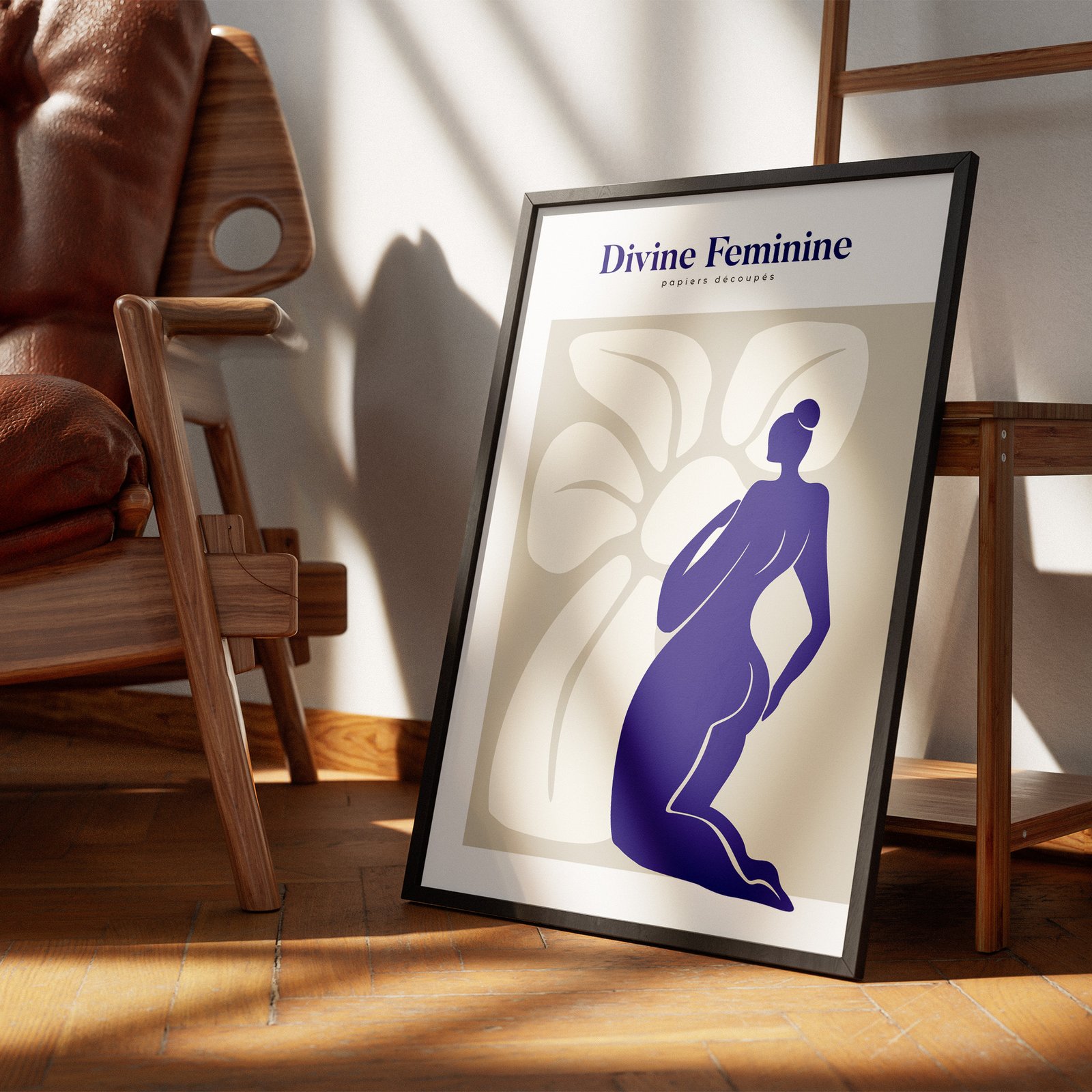 Divine-Feminine_01 Poster_Frame_Mockup_3 Divine Feminine Poster | Papiers Découpés Kunst | Abstrakte weibliche Silhouette | Moderne Wanddekoration | Minimalistische Kunstdrucke