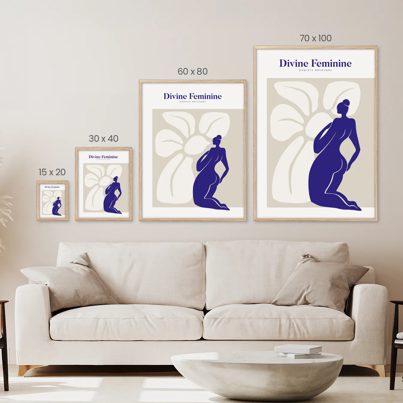 Divine Feminine Poster | Papiers Découpés Kunst | Abstrakte weibliche Silhouette | Moderne Wanddekoration | Minimalistische Kunstdrucke