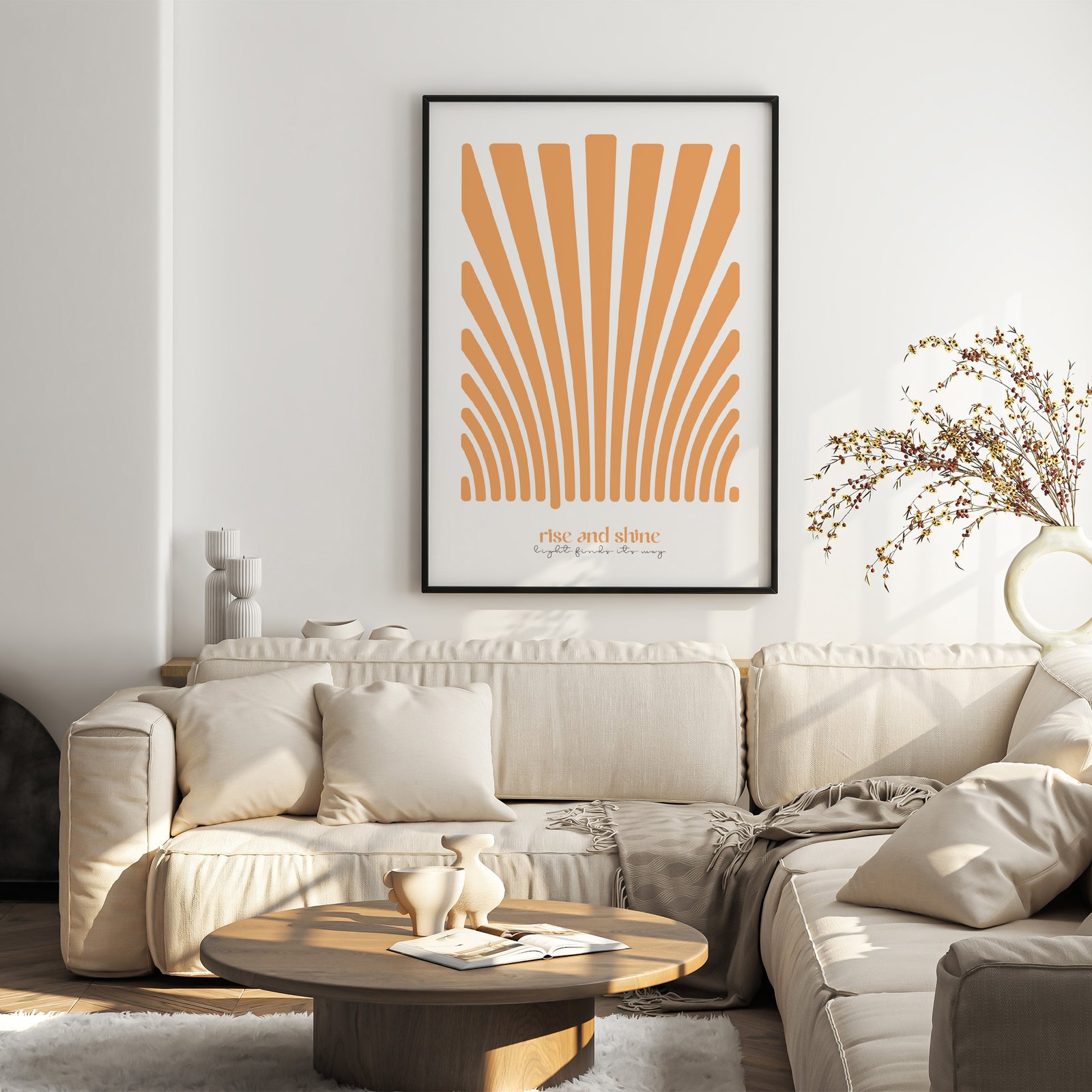 rise and shine Poster | Honiggoldene moderne Wandkunst | abstraktes oranges Poster | oranger Kunstdruck | Mid Century Modern Print